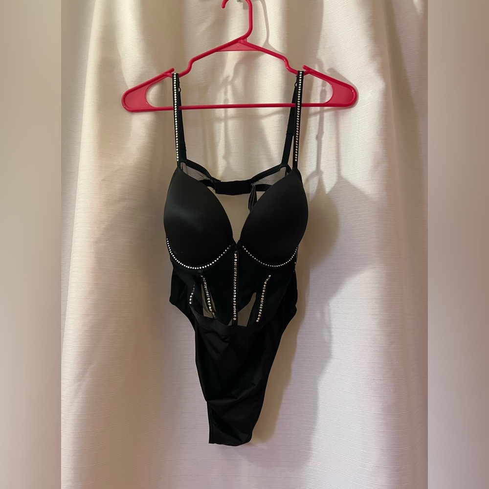 Victoria’s Secret Black Bodysuit with Rhinestone Accents